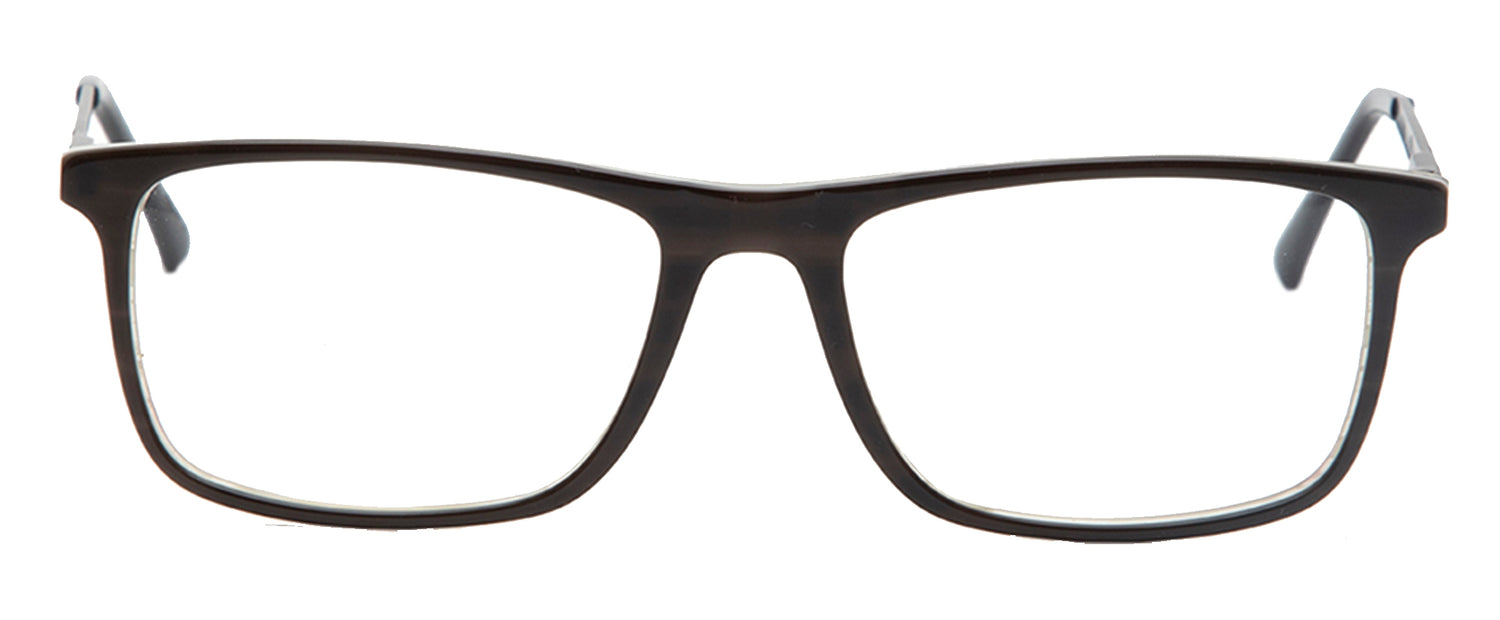 Brown Rectangular Acetate Men's Glasses Frame with Metal Temple