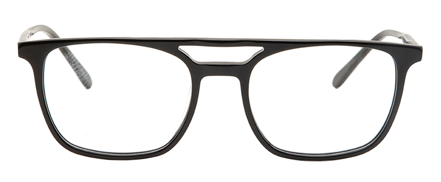 Black MOD Aviator Acetate Eyeglass Frame for Men