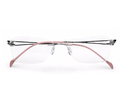 Pink Rectangle Rimless Metal Frame for Women