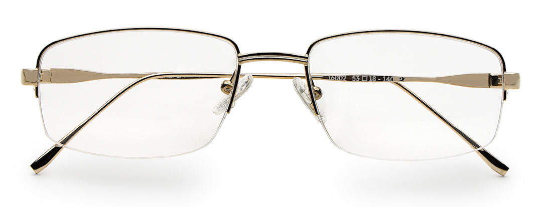 Gold Half Rim Rectangle Unisex Sleek Spectacles