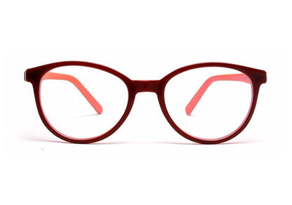 Light Brown Orange Oval Full Rim Acetate Frame for Kids