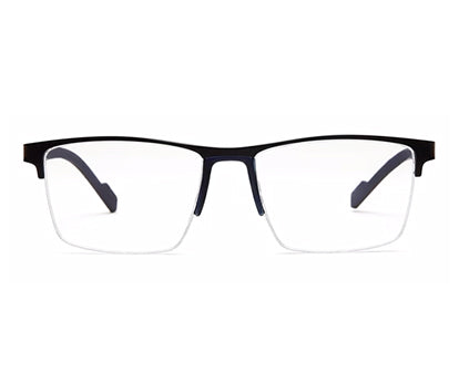 Black Blue Squared Half Rim Metal Frame Eyeglasses for Unisex
