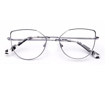 Silver Cateyes Full Rim Metal Spectacles Frames for Women