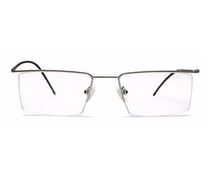 Silver Rectangular Half - Rim Metal Glasses Frames for Men