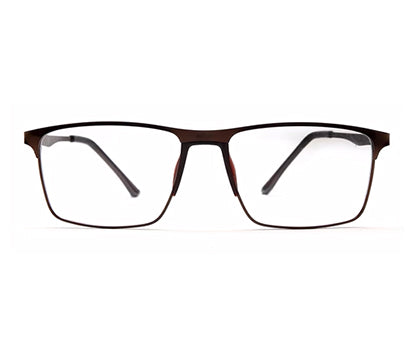 Wine Unisex Rectangle Glass Frame with Full Rim Metal