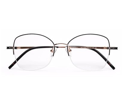 Black Gold Cateyes Half Rim Metal Frame for Women