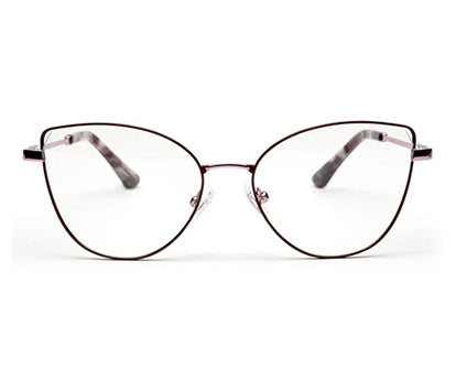 Brown Cateye Style Metal Women Eyeglasses Frame