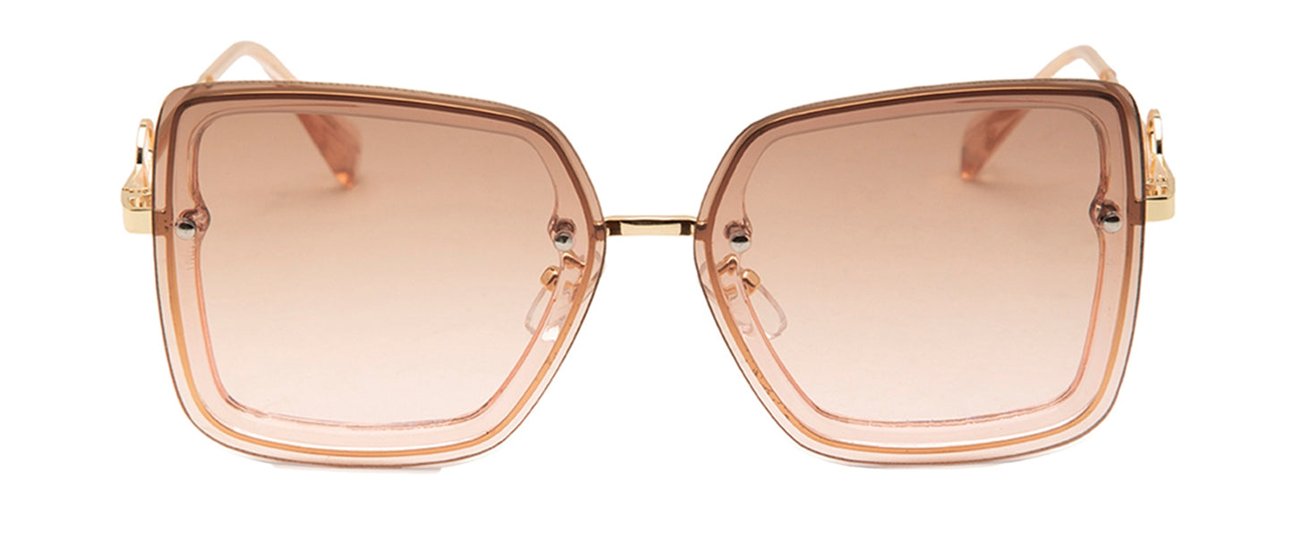 Gradual Brown Pink Square Shaped UV Sunglass