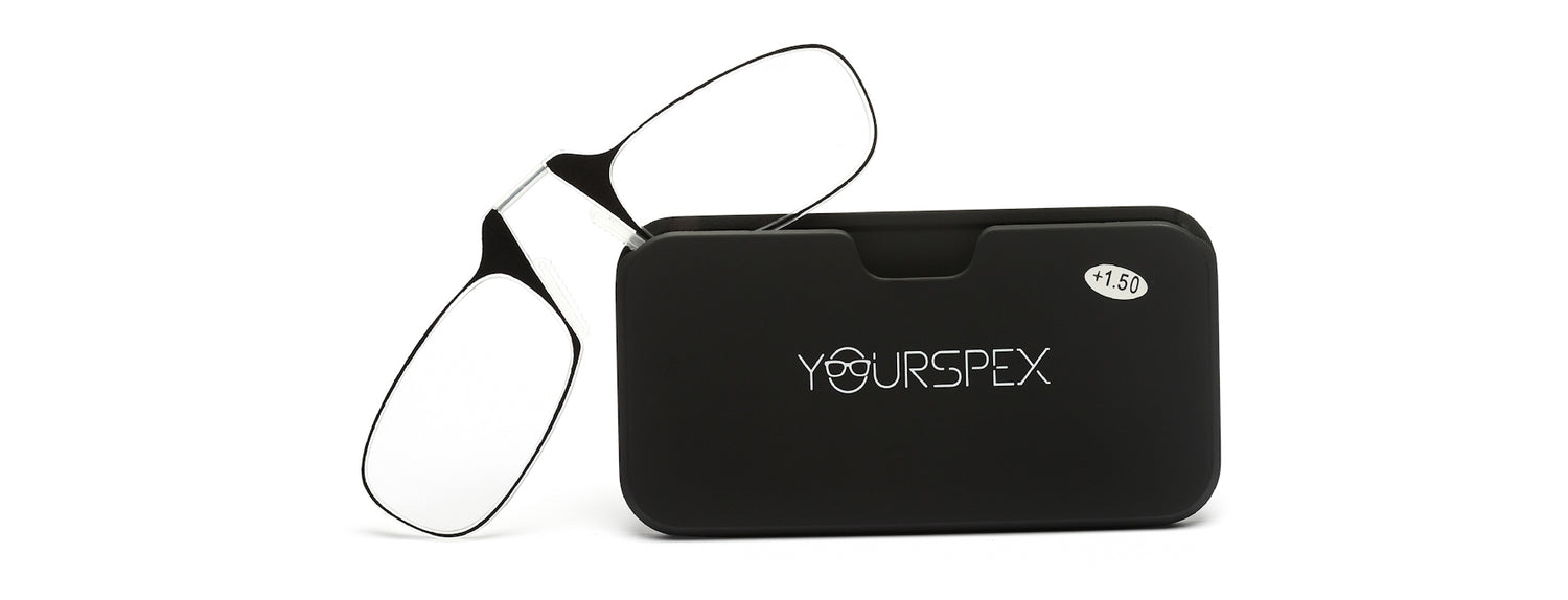 Black Nose clip Reading eyeglasses with case