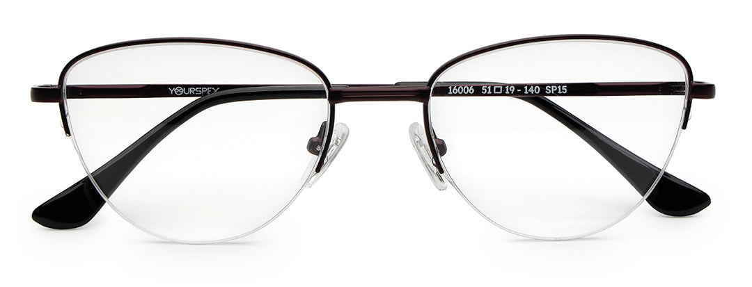Rust Brown Half Rim Cateye Women Sleek Spectacles