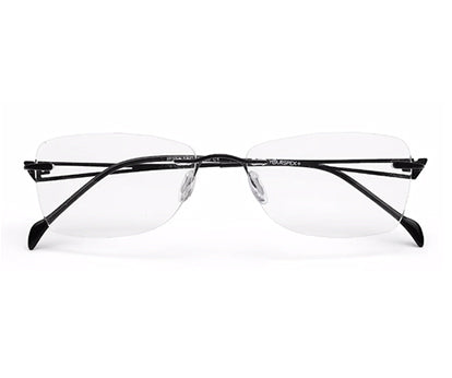 Black Rectangle Rimless Metal Frame for Men & Women