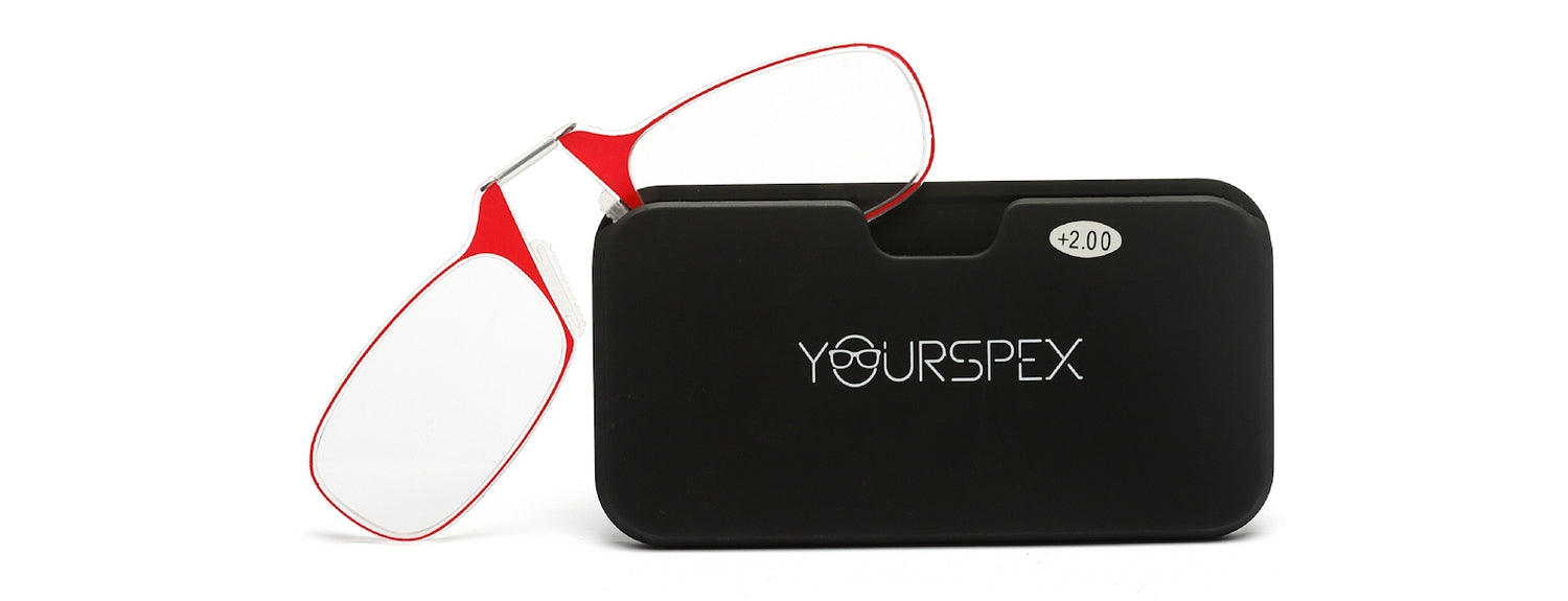 Red Nose clip Reading eyeglasses with case