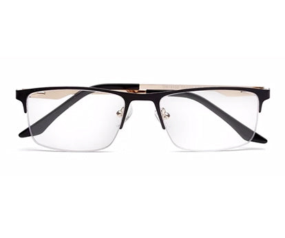 Black Half-Rim Rectangle Eyeglasses for Men