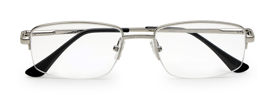Silver Half Rim Rectangle Unisex Sleek Spectacles