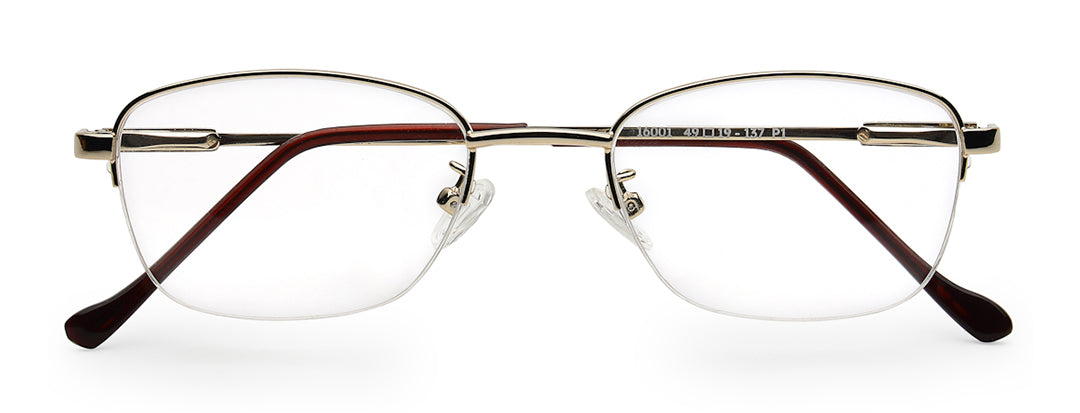 Silver Half Rim Square Unisex Sleek Spectacles