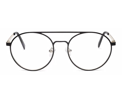 Classic Circular Black Frame with Silver Temple