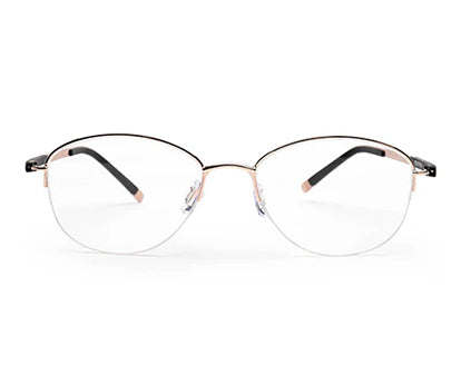 Gold Black Oval Half Rim Metal Frame for Women