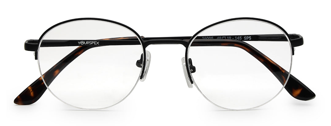 Black Half Rim Round Unisex Sleek Spectacles