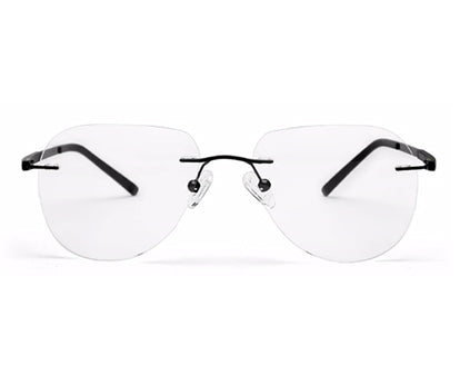 Black Aviator Rimless Metal Frame for Men & Women