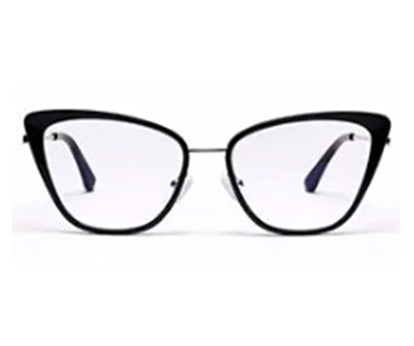 Black Cateye Style Metal Acetate Women Eyeglasses Frame