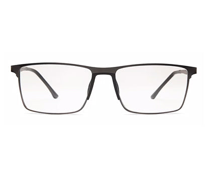 Gunmetal Grey Rectangular Eyeglasses Full Rim Metal Frame for Unisex