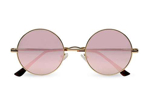 Peach Green Mirror Metal UV Sunglasses
