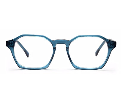 Transparent Blue Hexagon Full Rim Acetate Frame For Men & Women