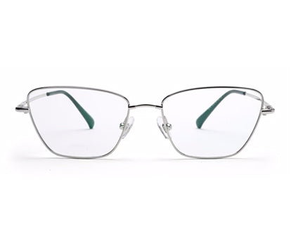 Silver Full Rim Metal Cat Eye Glasses Frames for Women