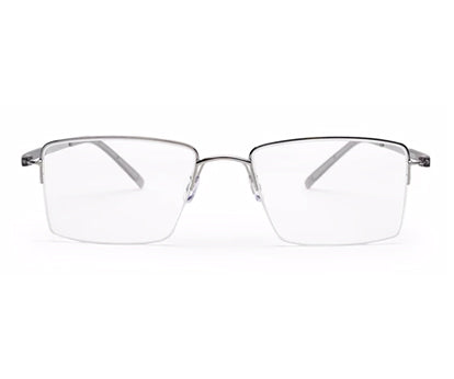 Grey Silver Rectangle Half Rim Frame for Men