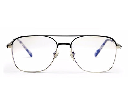 Black Full-Rim Square Metal Eyeglass Frames for Men