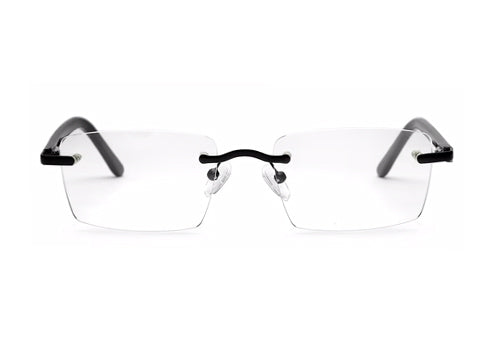 Unisex Rimless Black Rectangle Eyeglasses Frame