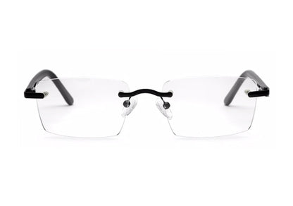 Unisex Rimless Black Rectangle Eyeglasses Frame