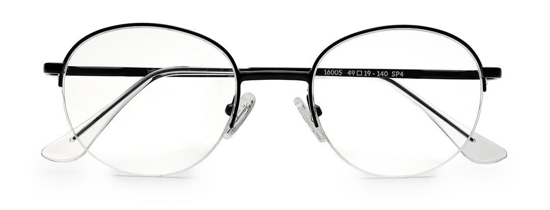 Black Half Rim Round Unisex Sleek Spectacles