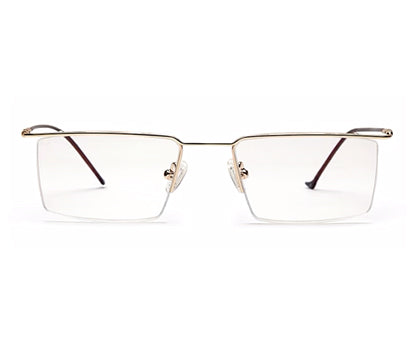Gold Rectangular Half - Rim Metal Specs Frame for Men