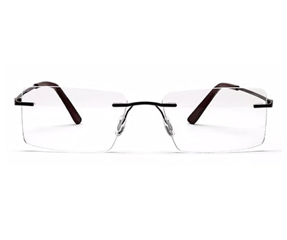 Dark Brown Rectangular Rimless Glasses Frames for Unisex