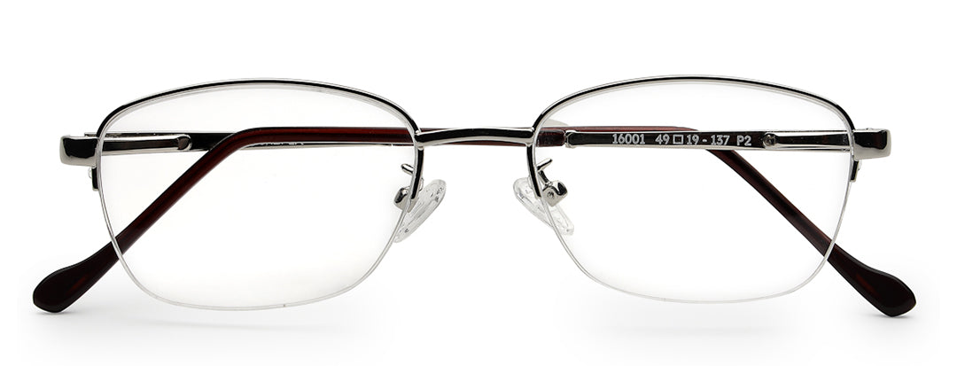 Silver Half Rim Square Unisex Sleek Spectacles