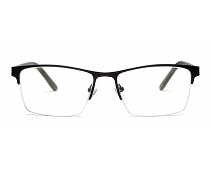 Half Rim Black Unisex Rectangle Large Eyeglass Frames