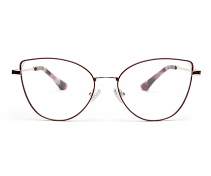 Red Cateye Style Metal Women Eyeglasses Frame