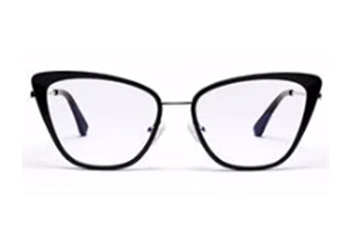Black Cateye Style Metal Acetate Women Eyeglasses Frame