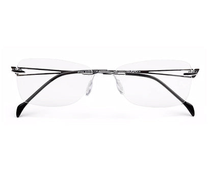 Silver Rectangle Rimless Metal Frame for Men & Women