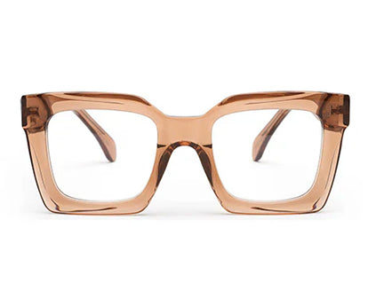 Thick Light Brown Square Full Rim Acetate Frame for Men & Women