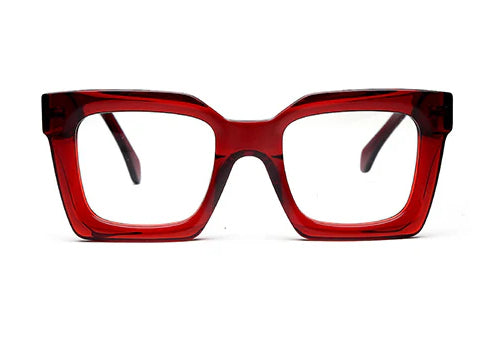 Thick Red Spectacles Frames Square Full Rim Acetate Frame for Men & Women