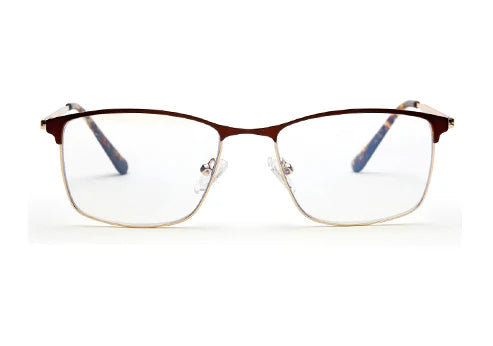 Brown Gold Tort Rectangle Eyeglasses for Men