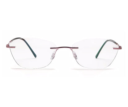 Purple Pink Rimless Metal Cat Eye Glasses Frame for Women
