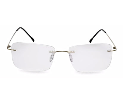 Gold Rectangle Rimless Titanium Frame for Unisex