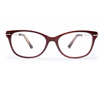 Brown Cateyes Full Rim Acetate Metal Frame for Ladies