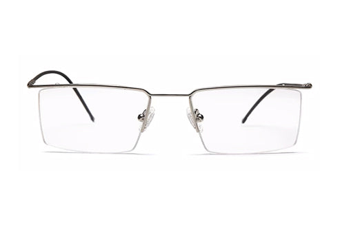 Silver Rectangular Half - Rim Metal Glasses Frames for Men