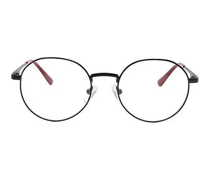 Grey Round Full Rim Glasses Metal Frame for Women