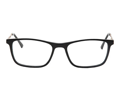 Black Rectangular Acetate Frame with Gold Metal Temple - Reading Eyeglasses