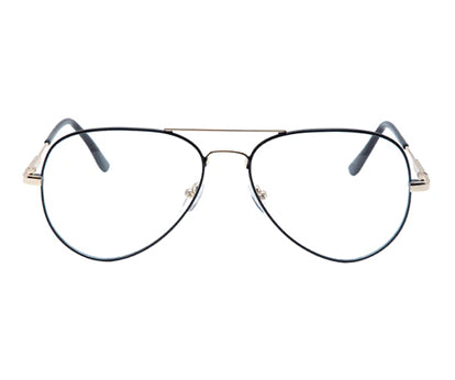 Black Aviator Full Rim Metal Frame Glasses for Men